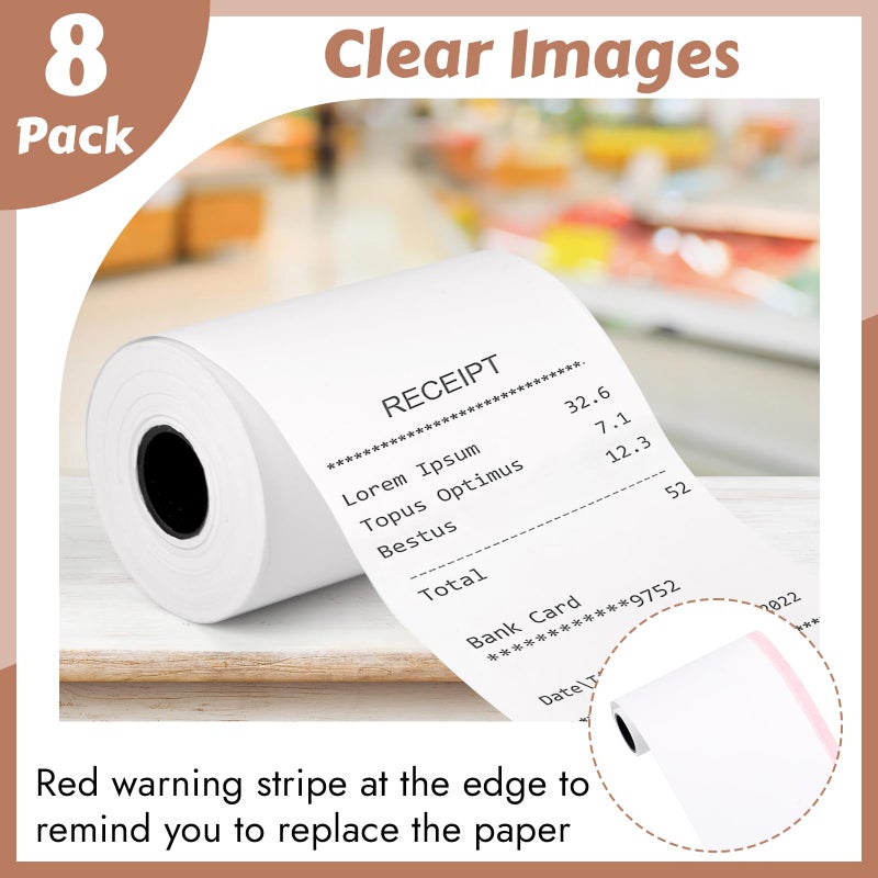 MOWPOG (8 Rolls) 2 1/4" x 55' Thermal Receipt Paper, Compatible with Most Credit Card Machine Handheld Terminal, and Mini POS Cash Register Printer - Image 4
