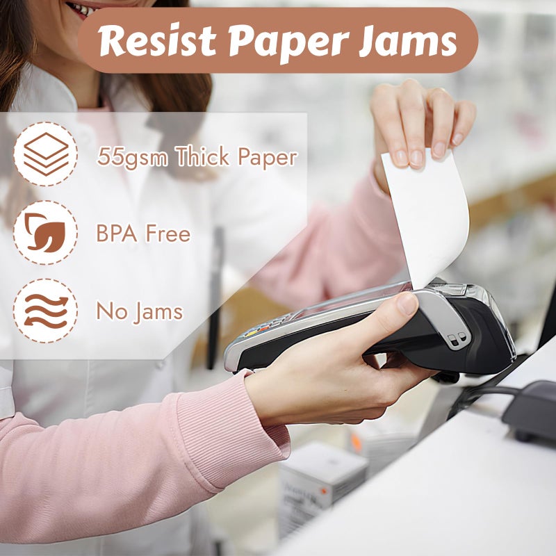 MOWPOG (8 Rolls) 2 1/4" x 55' Thermal Receipt Paper, Compatible with Most Credit Card Machine Handheld Terminal, and Mini POS Cash Register Printer - Image 5