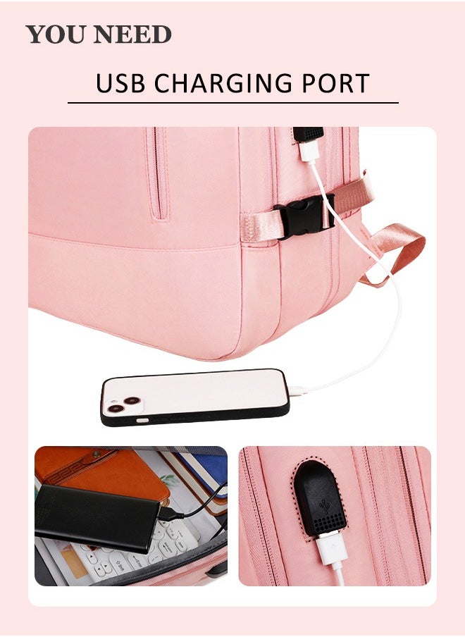 Generic Woman's Travel Totes Large Capacity Business Backpack Waterproof Laptop Bag with USB Charging Port Multifunctional Computer Bag short distance Daypack  - Image 3