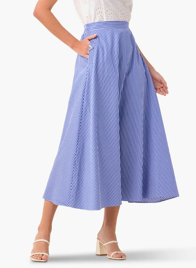 2Xtremz 2Xtremz Striped A-Line Maxi Skirt with Pockets