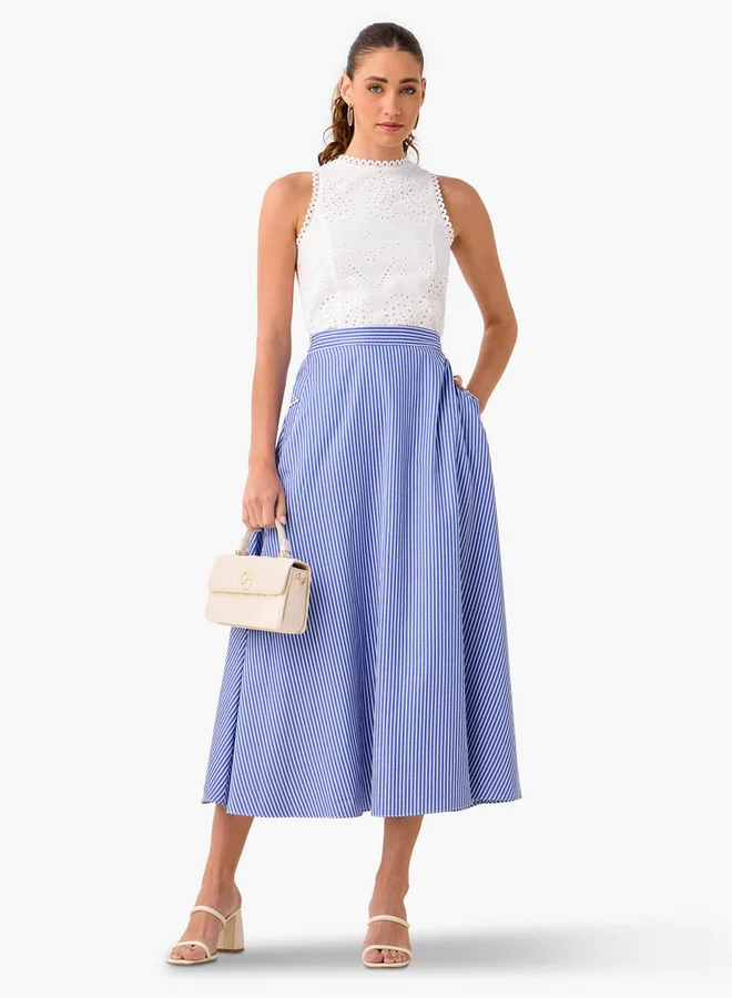 2Xtremz 2Xtremz Striped A-Line Maxi Skirt with Pockets