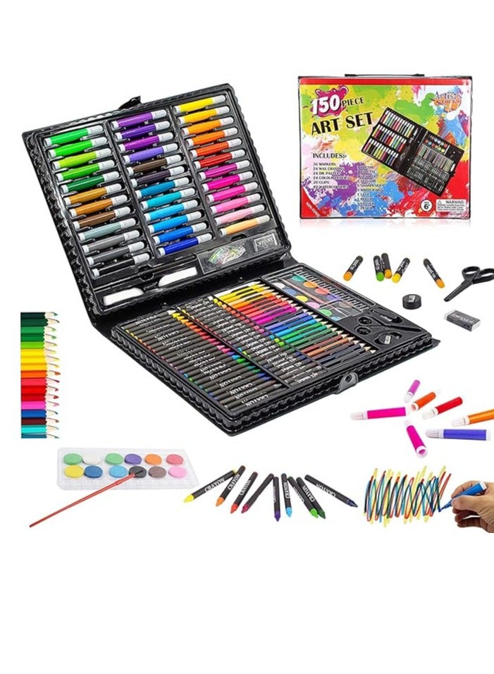 Shuban Art Supplies for Kids Deluxe Kids Art Set for Drawing Painting and More with Portable Art Box, Coloring Supplies Art Kits Best Great Gift for Kids (150Pcs -Blue) - Image 2