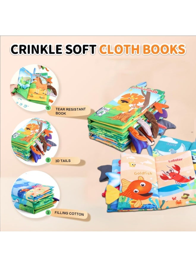 Soofam كتب قماشية ناعمة للأطفال من 0-3-6-12-18 شهرًا، كتب قماشية ناعمة للنشاط للأطفال الرضع، ألعاب تعليمية مبكرة للأولاد والبنات، ألعاب كتب قماشية، كتب للأطفال الرضع (عبوة من 3) - Image 4