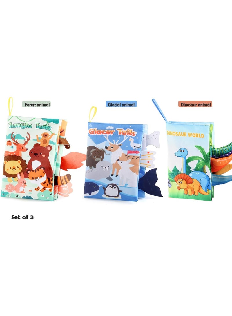 Soofam كتب قماشية ناعمة للأطفال من 0-3-6-12-18 شهرًا، كتب قماشية ناعمة للنشاط للأطفال الرضع، ألعاب تعليمية مبكرة للأولاد والبنات، ألعاب كتب قماشية، كتب للأطفال الرضع (عبوة من 3) - Image 2