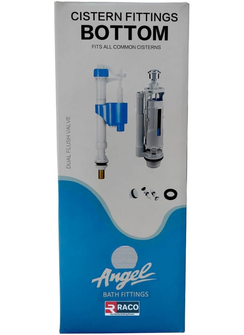 RACO RACO Angel Cistern Fittings Universal Toilet Tank Repair Kit | Durable Fill Valve, Flush Valve, and Accessories| Efficient Water Flow and Leak Prevention ½ Inch (Bottom (CFBH2000))  - Image 1