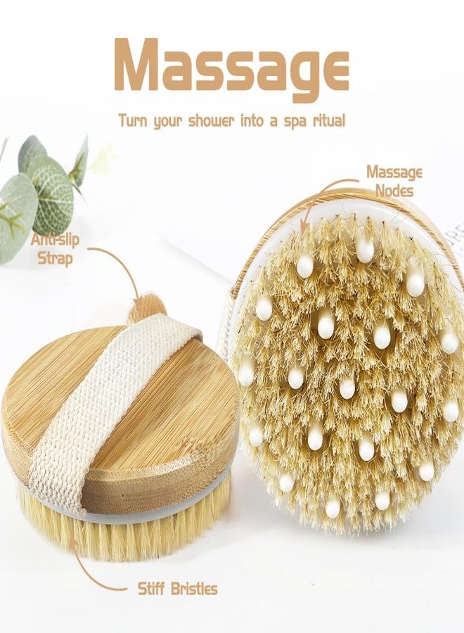 OHOO Bamboo Dry Body Brush Shower Brushing Removes Dry Skin with Massage Nodes Exfoliating Bath Brushes Body Scrubber - Image 3
