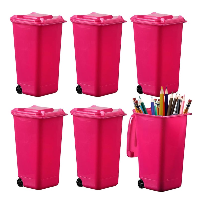 Hammont Mini Trash Can 6Pack Miniature Garbage Cans for Desk Desktop Organizer Desktop Pencil Holder Pink - Image 2