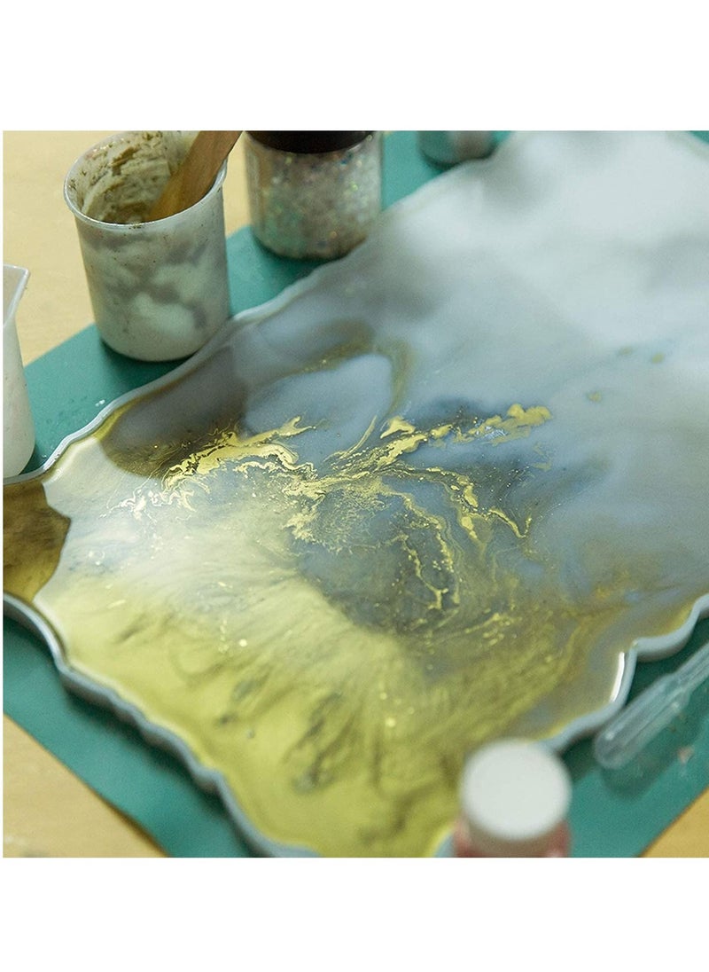 Excefore - Silicone Resin Tray Mold, Geode Agate XL Mold Gold Handles with A3 Extra Large Sheet for DIY Crafts, Epoxy Casting Molds Making Faux Tray,Serving Board - Image 1