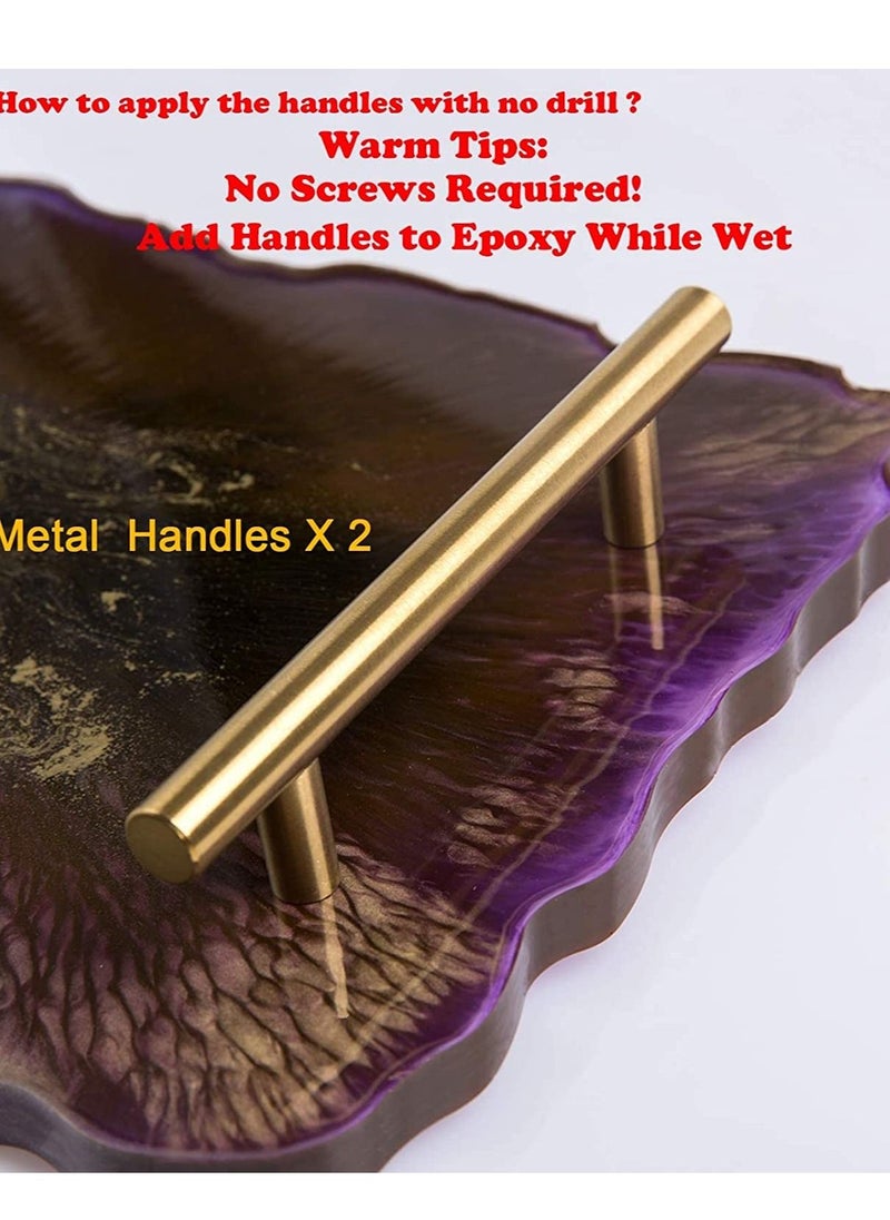 Excefore - Silicone Resin Tray Mold, Geode Agate XL Mold Gold Handles with A3 Extra Large Sheet for DIY Crafts, Epoxy Casting Molds Making Faux Tray,Serving Board - Image 1