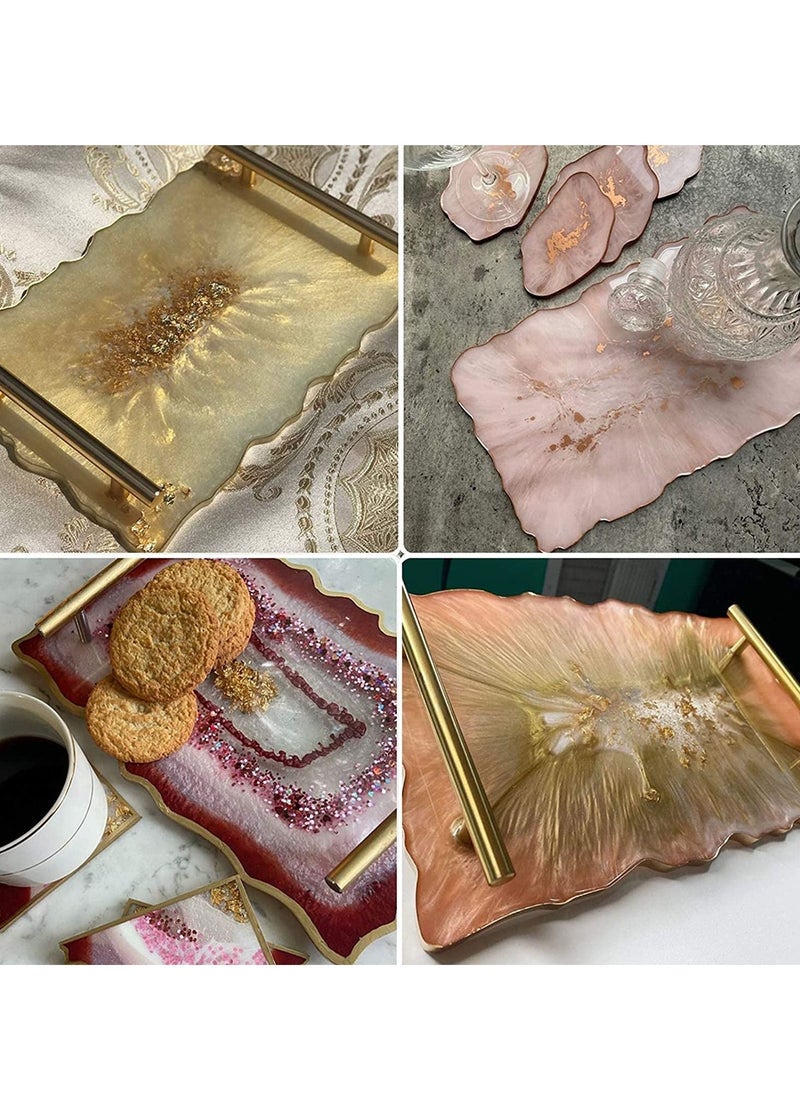 Excefore - Silicone Resin Tray Mold, Geode Agate XL Mold Gold Handles with A3 Extra Large Sheet for DIY Crafts, Epoxy Casting Molds Making Faux Tray,Serving Board - Image 1