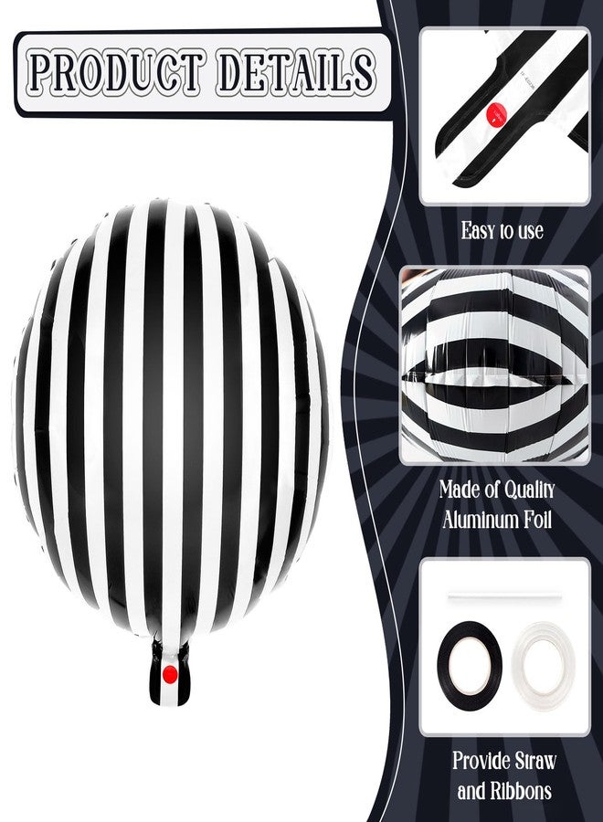 YOTHORN 12 Pcs Black and White Striped Balloons,18 Inch Halloween Foil Balloon,Black Striped Checkered Balloons for Birthday Party Baby Shower Halloween Ceremonies Holiday Parties Decorations - Image 5