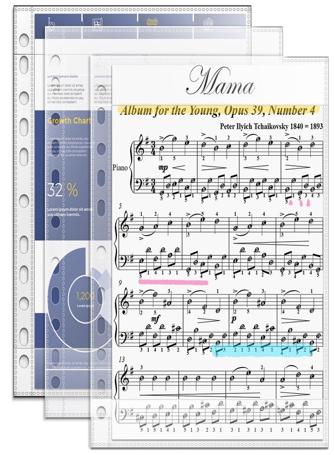 tutata Heavyweight Sheet Music Sleeves - 20 PCS Choral Folder Sleeves for Music Binder, 8.511 Sheet Protectors - Image 1