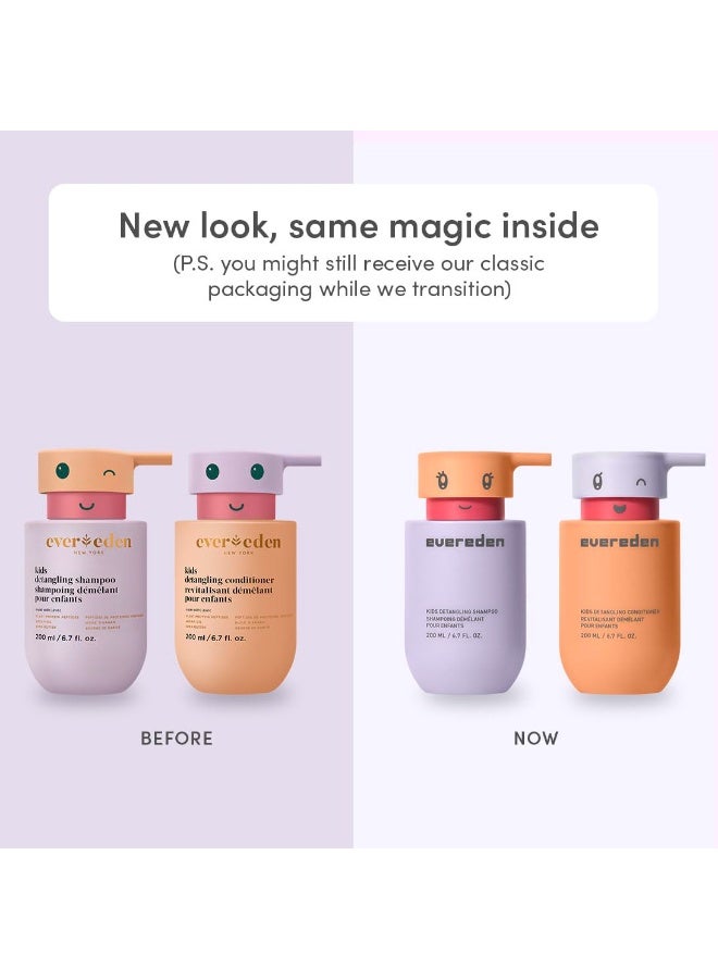 Evereden Happy Hair Duo for Kids: Vegan Shampoo and Conditioner Set with Detangler Brush - Strengthens & Smooths All Hair Types - Image 1