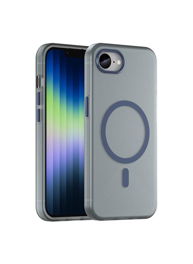 جراب MagSafe Frosted شفاف من مادة TPU + PC بتغطية كاملة لهاتف iPhone SE 2024 (أزرق داكن)