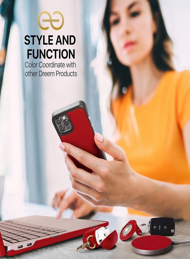 Dreem Fibonacci compatible with iPhone 14 Pro Max wallet case / 2-in-1 shockproof case and detachable vegan leather folio, MagSafe compatible, RFID protection [Red] - Image 5
