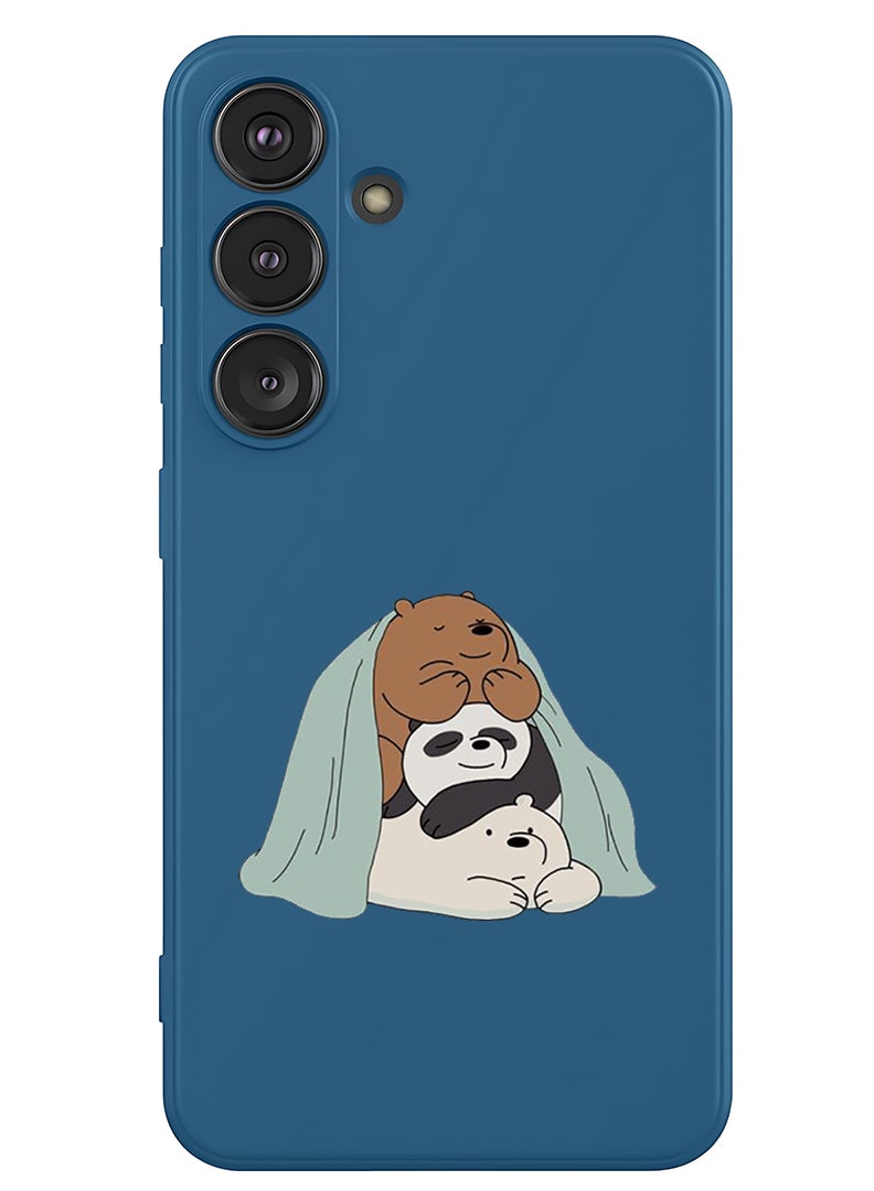 Theodor Protective Slim Fit Case Liquid Silicone Cover with Full Body Protection Anti-Scratch Shockproof Case For Samsung Galaxy S25 (Blue) - 3 Panda sitting - Image 1