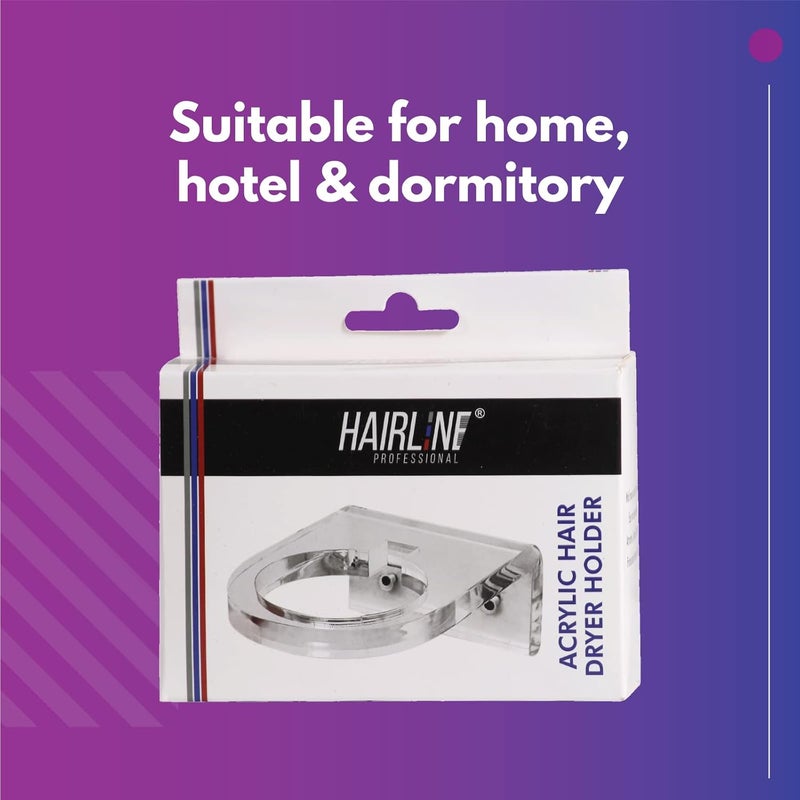 Hair Line Hair Line Acrylic Clear Hair Dryer Holder Wall Mounted Hair Dryer Organizer Shelf Rack Blow Dryer Stand for Dressing Cupboard Bathroom n Salon - Image 4