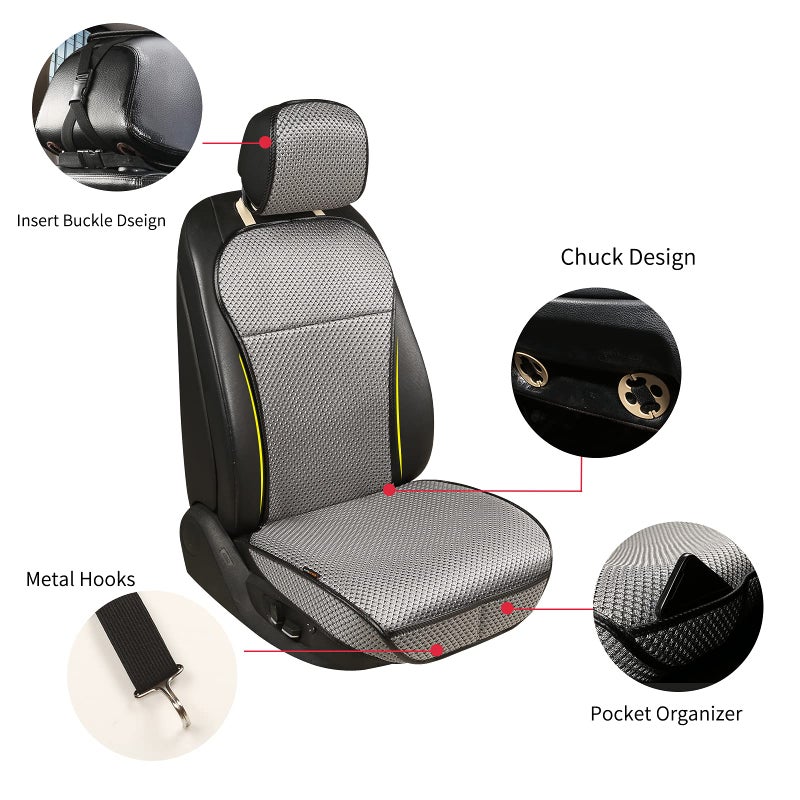 Auto Newer Luxury Breathable Car Seat Cover Fit Four Seasons, Universal Front of Car Seat Cushions, Bottom Seat Covers of Full Wrapped Edge,Universal Fit for 95% Cars,SUV,Pickup,Van(Greyï¼Œ1PCS) - Image 3