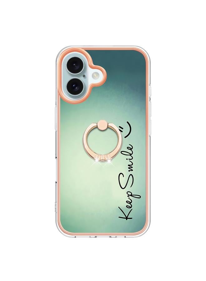 اس-توب جراب لهاتف iPhone 16 مطلي بالكهرباء من الجانبين مع حامل حلقي - Image 2