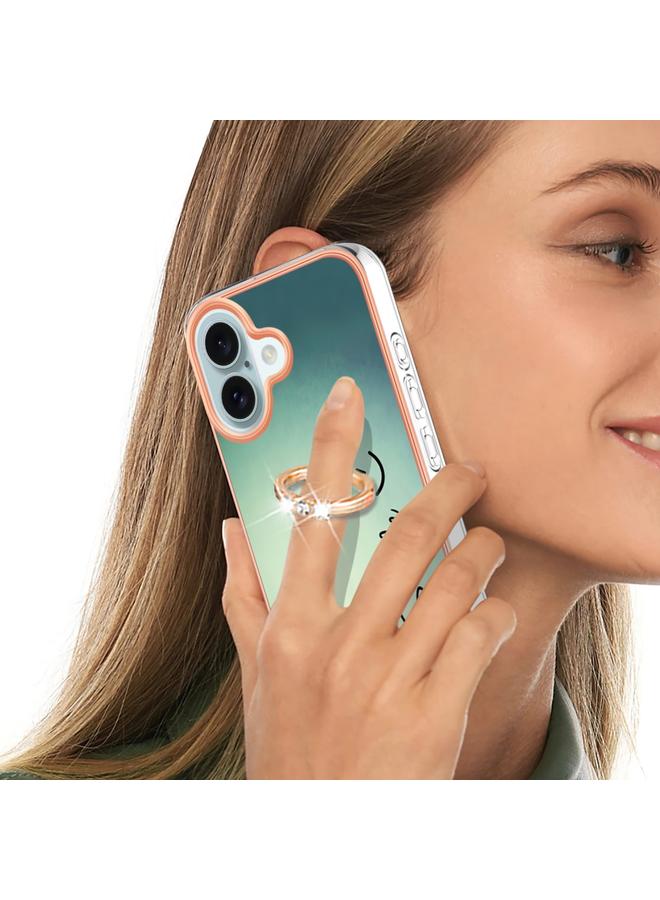 اس-توب جراب لهاتف iPhone 16 مطلي بالكهرباء من الجانبين مع حامل حلقي - Image 5