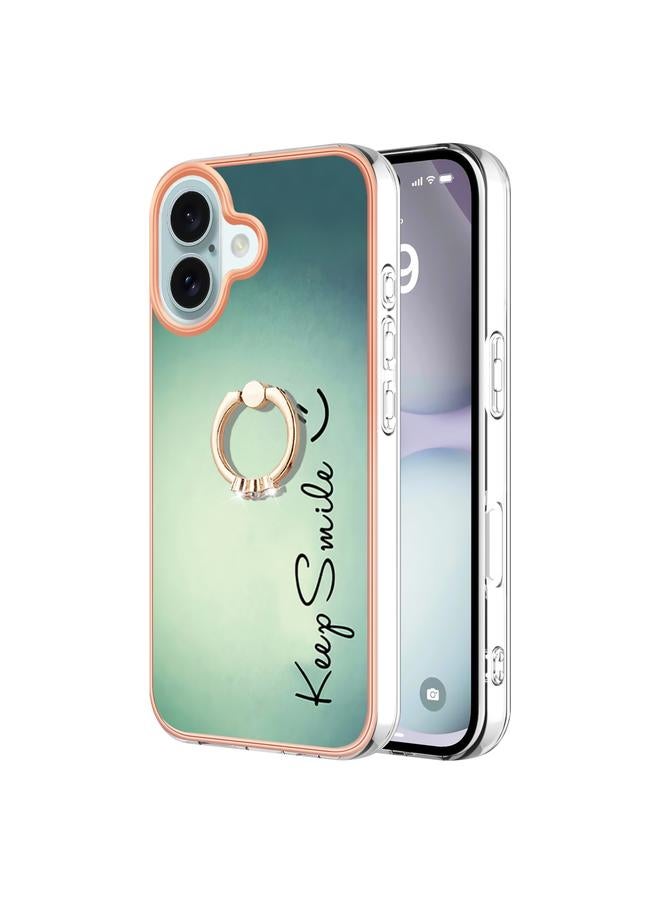 اس-توب جراب لهاتف iPhone 16 مطلي بالكهرباء من الجانبين مع حامل حلقي - Image 1