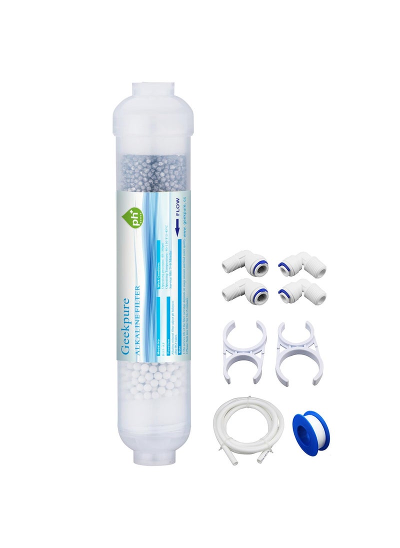 Geekpure Geekpure 10inch Universal Inline Alkaline Replacement Water Filter Kit pH for Reverse Osmosis System 14Thread 