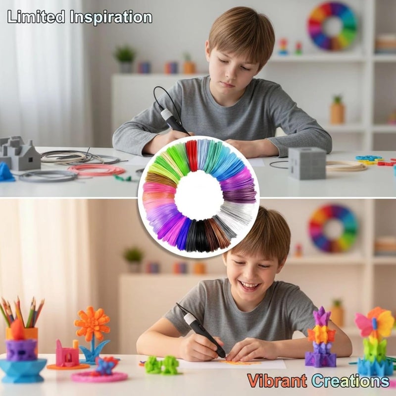 1.75Mm 3D Printing Pen Filament Refills 30 Colors, Low-Temp Pcl, 118.1 in / 3 M Length, Arts Crafts 3D Pen Filament - Image 2