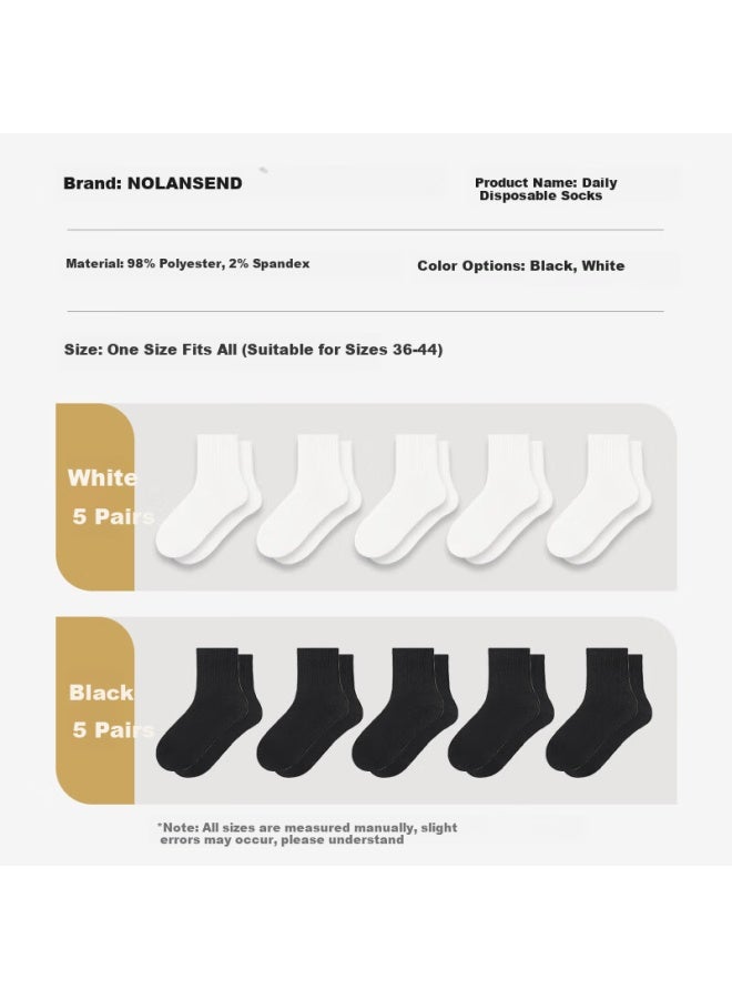 Nolansendi Disposable Socks Uni Daily Use Mid-calf 10a Antibacterial Breathable Sweat-absorbing Travel Wash-free White 20 Pairs - Image 1