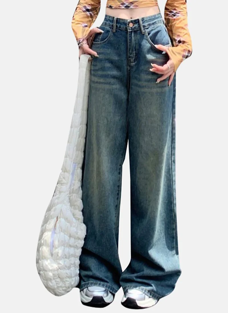يونيكي Blue Solid Low Rise Relaxed Fit Jeans