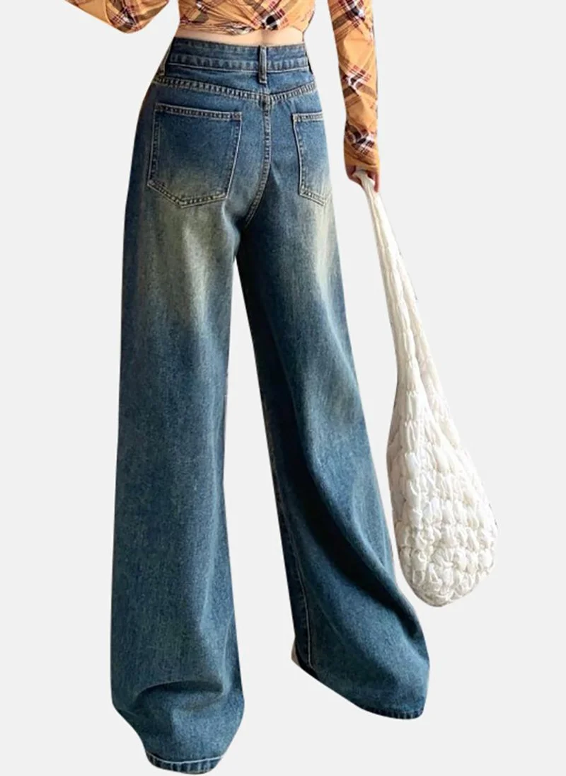 يونيكي Blue Solid Low Rise Relaxed Fit Jeans