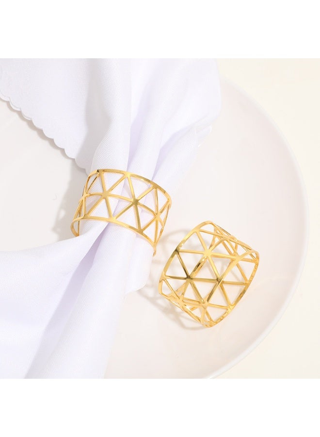 Metal Napkin Rings Hollow Triangle Tableware Table Napkin Ring Napkin Holders（Gold） - Image 3