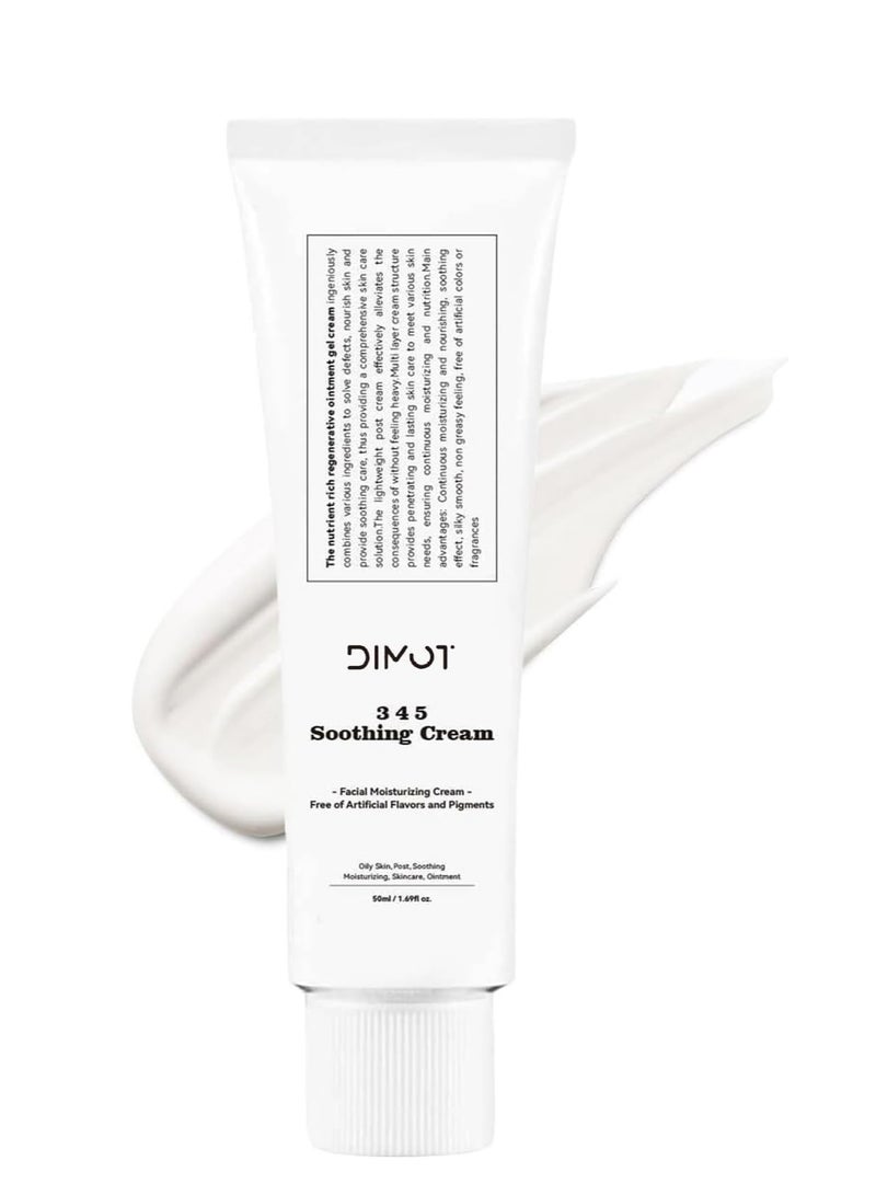 ديموت 345 كريم إغاثة ، كريم إصلاح حاجز البشرة ، مرطب يومي للوجه ، 345 كريم إصلاح مكثف لحب الشباب والبشرة الدهنية ، كريم مهدئ للعناية بالبشرة الكورية لجميع أنواع البشرة الجافة 50 مل - Image 1