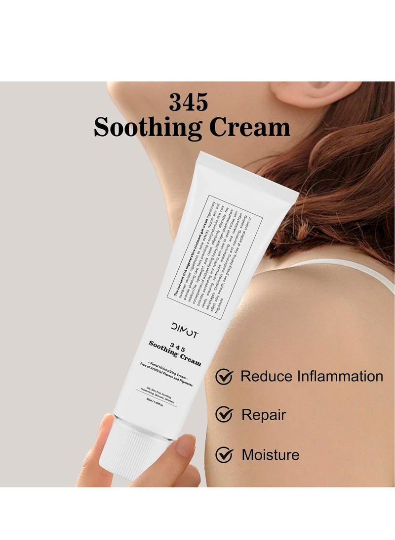 ديموت 345 كريم إغاثة ، كريم إصلاح حاجز البشرة ، مرطب يومي للوجه ، 345 كريم إصلاح مكثف لحب الشباب والبشرة الدهنية ، كريم مهدئ للعناية بالبشرة الكورية لجميع أنواع البشرة الجافة 50 مل - Image 5