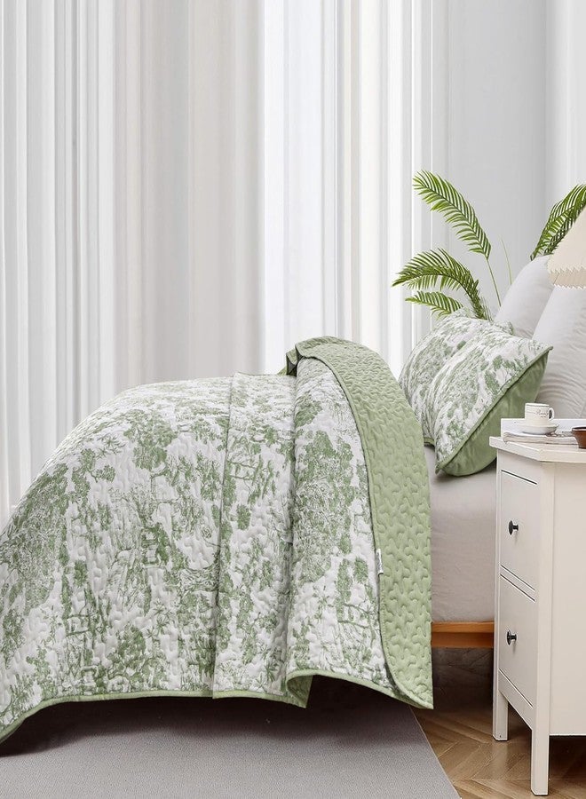 WONGS BEDDING طقم لحاف نباتي من وونغز بيدينغ، مقاس كوين، لون أخضر فاتح، 3 قطع، طقم غطاء سرير مطبوع عليه نباتات زهرية، طقم غطاء سرير من الألياف الدقيقة الناعمة والخفيفة الوزن لجميع الفصول (96 بوصة × 90 بوصة). - Image 4