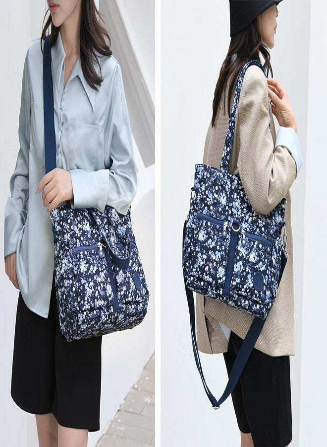 Collsants Tote Bag for Women Nylon Purse and Handbags Tote Purse Crossbody Bag Messenger Bag (Flower-W) - Image 2