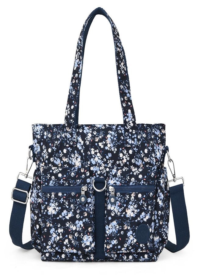 Collsants Tote Bag for Women Nylon Purse and Handbags Tote Purse Crossbody Bag Messenger Bag (Flower-W) - Image 1