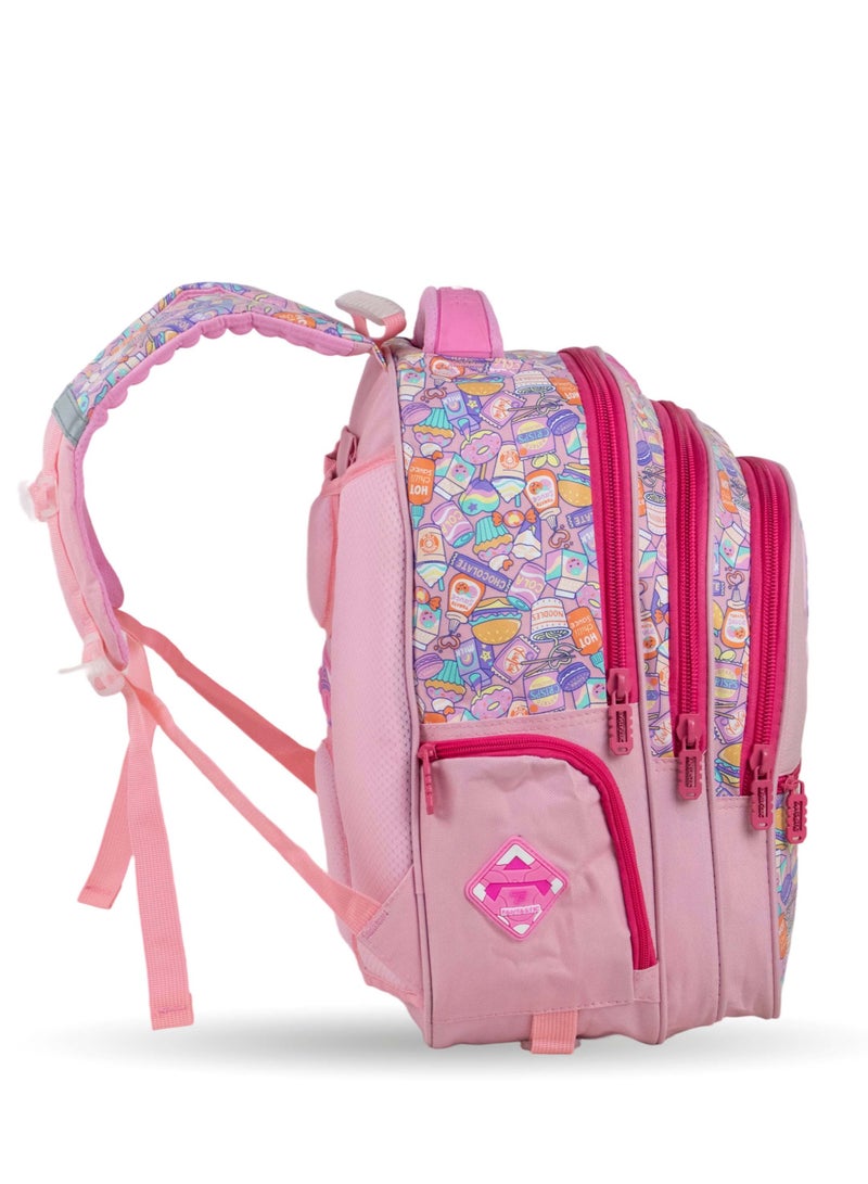 Fantastic QY001 Kids School Backpack, Sweets and Ice Cream Design, 25L, 3 Compartments, Pink and Colorful, 40×30×15cm - Image 2