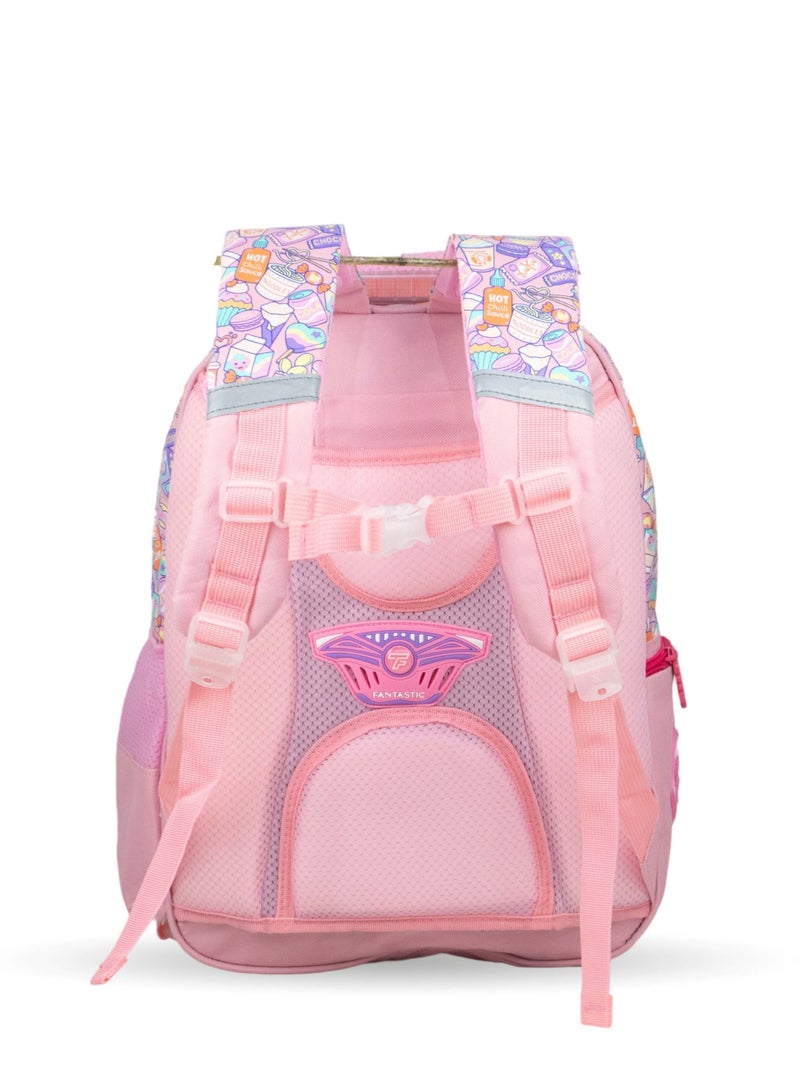 Fantastic QY001 Kids School Backpack, Sweets and Ice Cream Design, 25L, 3 Compartments, Pink and Colorful, 40×30×15cm - Image 3