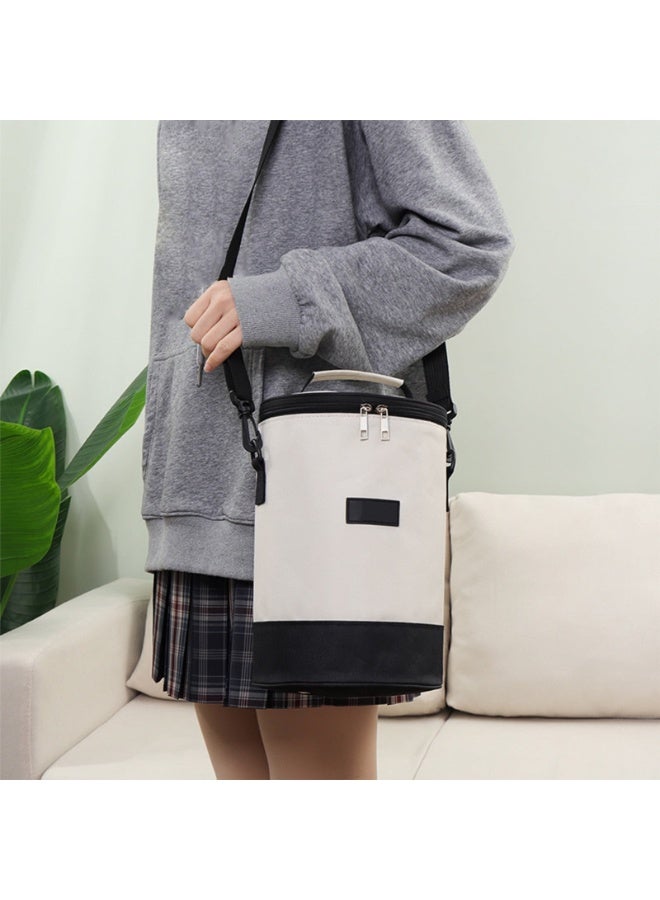 هابي هوم حقيبة تبريد يابانية معزولة مقاومة للماء حقيبة غداء كبيرة سعة عالية تصميم عملي لحفظ الطعام والمشروبات الساخنة والباردة في العمل، المدرسة، التخييم والسفر-بيج/أسود - Image 5