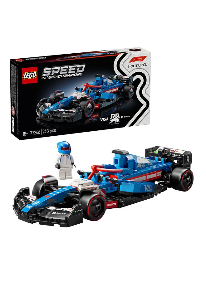 LEGO Speed Champions Visa Cash App RB VCARB 01 F1 Car Model Set for Adults, with a Collectible Driver Minifigure - Gift Idea for Men, Women & Teenage Motorsports Fans 77246 (248 pieces)  - Image 1