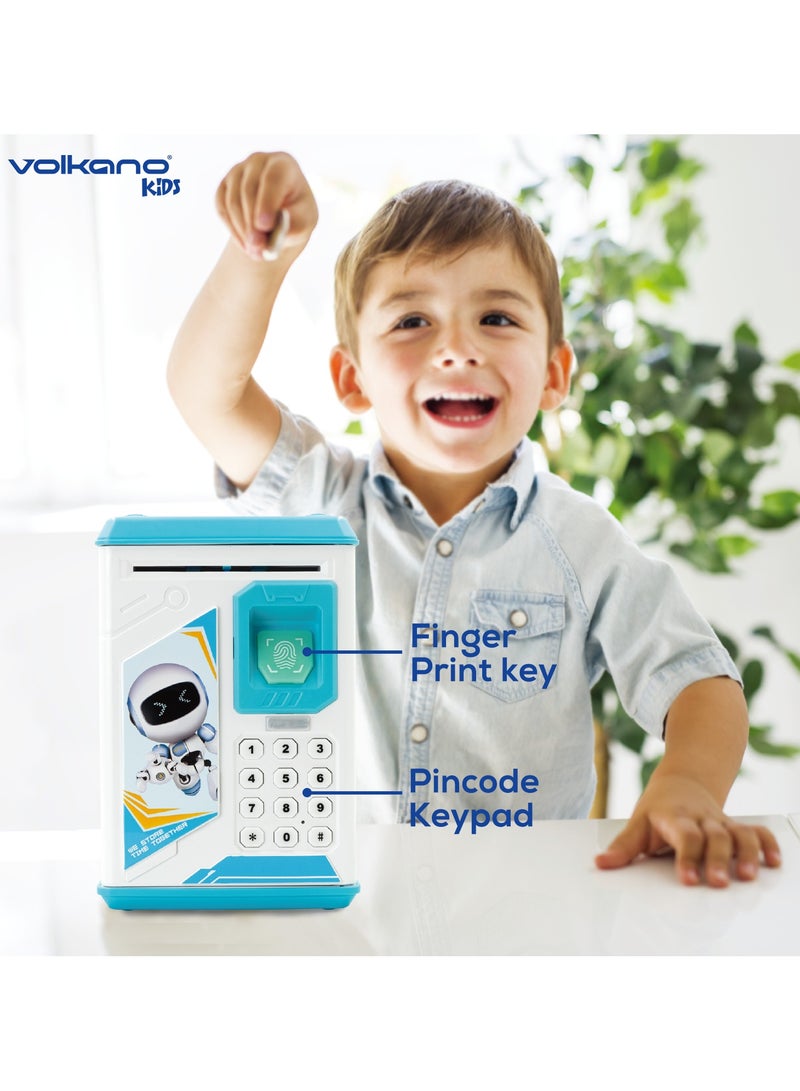 Volkano Robo Vault Series Money Saving Vault for Kids, Money Coin Savings Bank, Fingerprint Scanner Lock and Password, Great Gift for Children Kids, Blue - Image 2