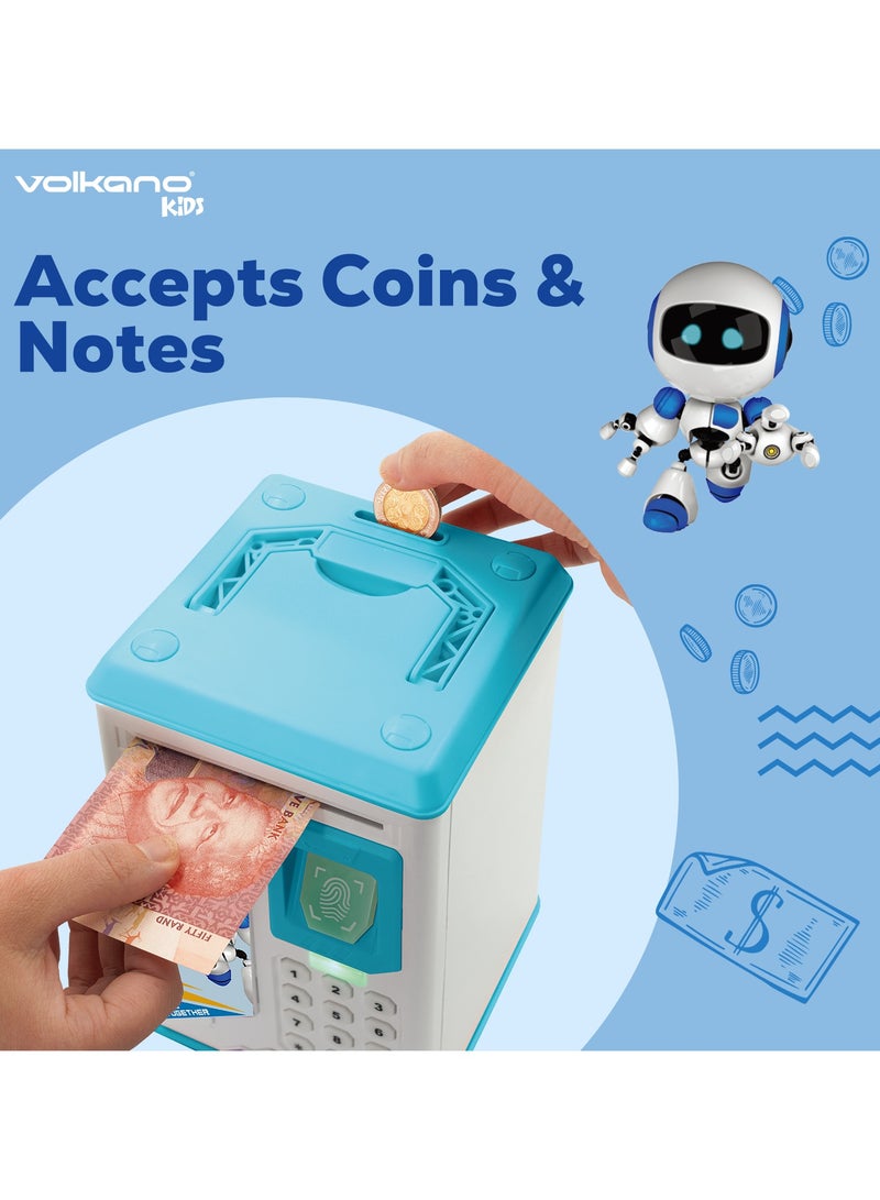 Volkano Robo Vault Series Money Saving Vault for Kids, Money Coin Savings Bank, Fingerprint Scanner Lock and Password, Great Gift for Children Kids, Blue - Image 3
