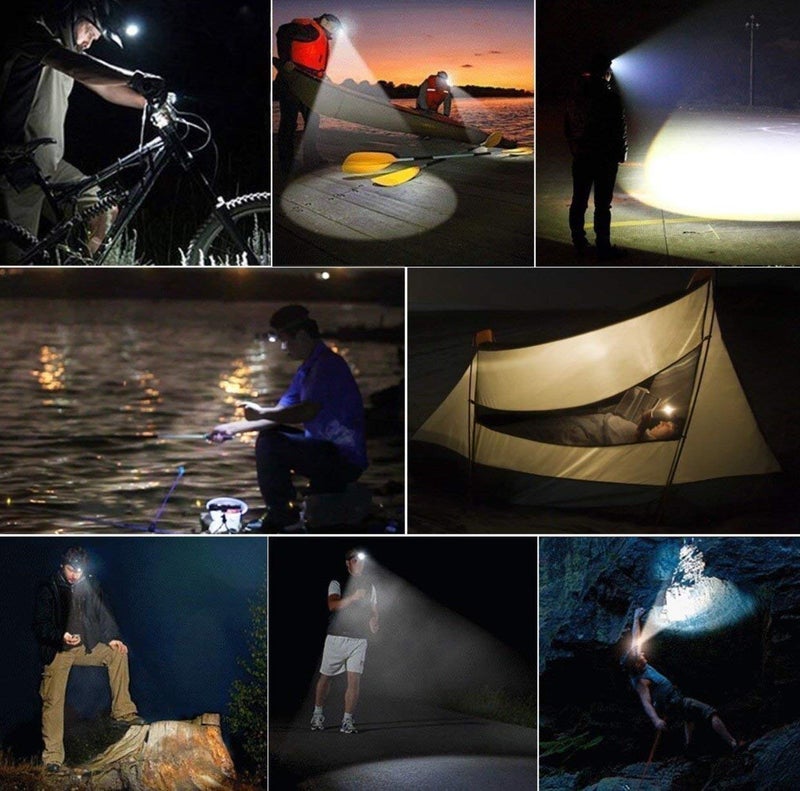 RENMAX Bright Head Light Torch Waterproof Rechargeable Handsfree IR Sensor LED Blinker Metal Spotlight for Cycling Camping Caving Hiking Hunting Trekking - 1Pc (80W Double Switch) - Image 5