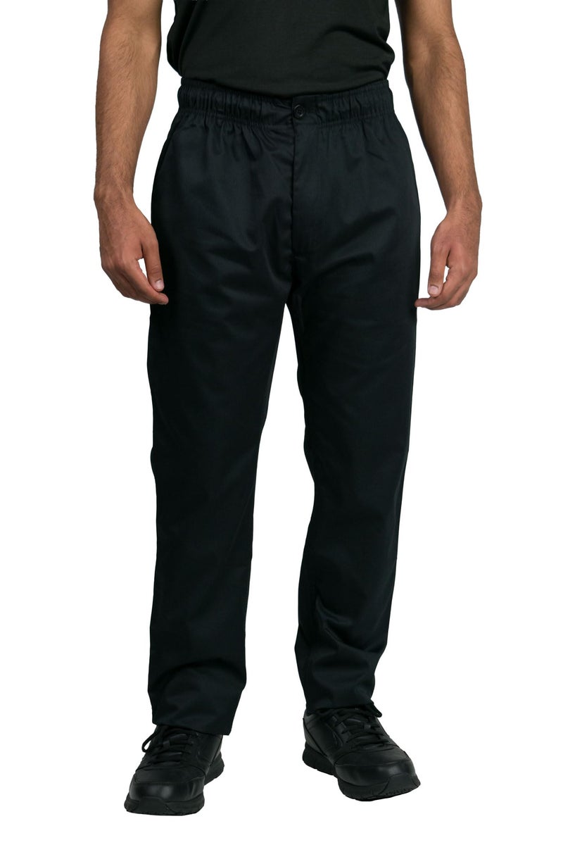 Chef Code Mens Basic Baggy Chef Pant with Zipper Black Medium