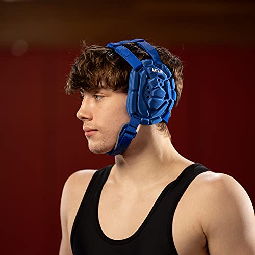 Matman Medalist Adult Wrestling Headgear – Easy-Adjust, Snug Fit Protective Headgear for Wrestling, BJJ & MMA (Royal) - Image 3