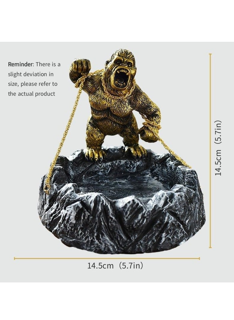 Gorilla Figurine Office Decoration, Cool Ashtry Sculpture And Candy Bowl, Quirky Gift For Coffee Table Decoration, Shelf Decoration, Living Room Decoration（Gold） - Image 2