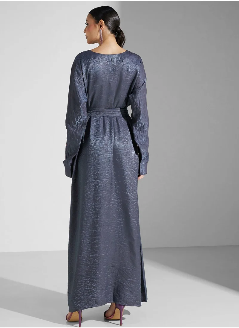 hayas closet Embroidered Belted Jalabiya