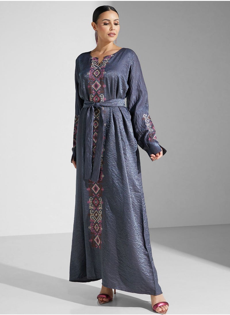 hayas closet - Embroidered Belted Jalabiya - Image 1