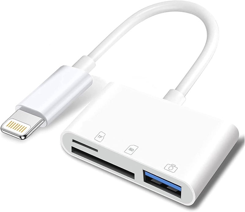 Wahbite Apple Lightning to SD & TF Card USB Camera Adapter for iPhone/iPad, 3 in 1 Card Reader USB Dongle for USB Flash Drive, Keyboard, Mouse, Hubs, MIDI, Micro SD TF Memory Card, Plug & Play - Image 1
