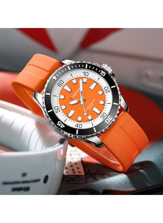 CURREN CURREN Original Brand Rubber Straps Wrist Watch For Men With Brand Box-8448  - Image 3